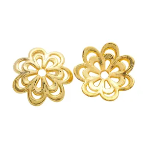 Calottes de perles en forme de fleurs dorées en alliage de zinc pour bijoux DIY