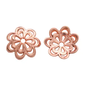 Coupelles à perles en forme de fleurs évidées en or rose pour création de bijoux DIY