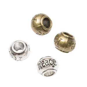 Cuentas espaciadoras Peace vintage en oro y plata antiguos para creación de joyas