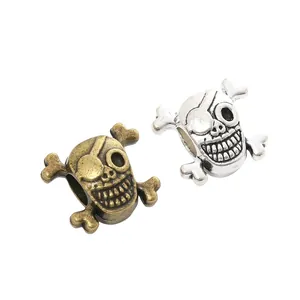 Perles tête de mort pirate vintage en argent antique et bronze pour la création de bijoux