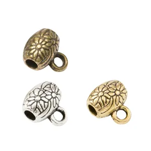 Perles vintage en alliage de zinc avec motifs marguerite en bronze, argent et ton doré