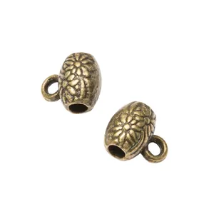 Perles à gros trous en bronze vintage avec motif marguerite pour bijoux et colliers DIY