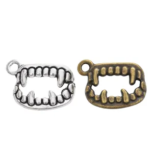 Gothic style alloy wolf tooth pendants in vintage silver and bronze for DIY jewelry making