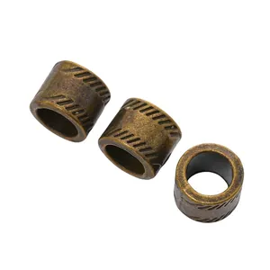 Trois perles en alliage de bronze vintage avec rainures pour la création de bijoux DIY