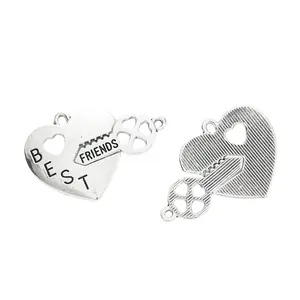 Μενταγιόν παζλ Best Friends από κράμα ψευδαργύρου για κατασκευή κοσμημάτων DIY