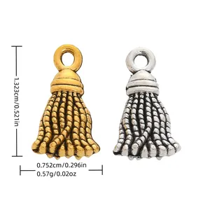 Vintage alloy tassel pendants in gold and silver for DIY jewelry making and crafts
