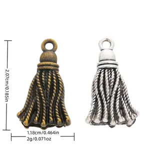 Vintage Zinc Alloy Tassel Pendants For DIY Jewelry Making Antique Bronze Silver Electroplated Woven Texture Charms Accessories