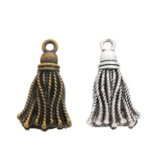 Vintage alloy tassel pendants in bronze and silver finish for DIY jewelry making