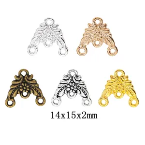 Retro alloy multi-hole floral connectors for DIY jewelry in five metallic finishes