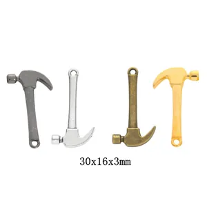 Vintage Zinc Alloy Hammer Shaped Charms DIY Jewelry Making Accessories Retro Tool Design Pendants For Necklaces Bracelets