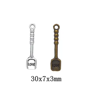Vintage Zinklegierung Mini Schaufel Anhänger LOVE Graviert Werkzeug Pendants Für DIY Schmuckherstellung Halsketten Schlüsselanhänger Zubehör