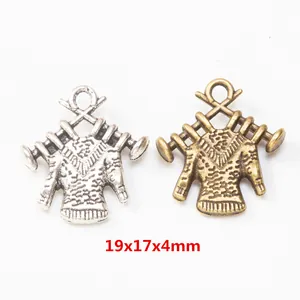 DIY retro alloy sweater charm pendant in silver and bronze with 19x17x4mm size info