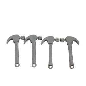 Set of 4 vintage alloy hammer pendants for DIY jewelry making in antique silver finish