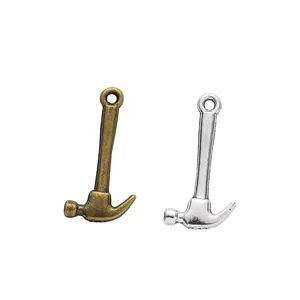 Vintage alloy hammer pendants in antique bronze and silver for DIY jewelry crafts
