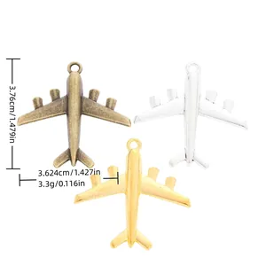 Colgante de Avión de Aleación Vintage para Hacer Joyas DIY Collares Llaveros Bronce Antiguo Plata Oro Amuletos de Aviones