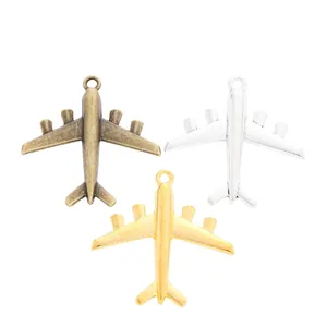 Colgantes de avión vintage de aleación en bronce, plata y oro para creación de joyas DIY