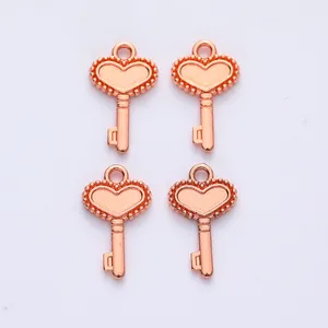 Set of 4 rose gold heart crown key alloy pendants for DIY jewelry making and crafts