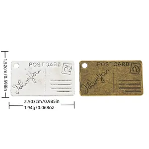 Ciondoli a Forma di Cartolina in Lega di Zinco Vintage Con Scritta I Love You per Creazione di Collane e Bracciali Fai da Te