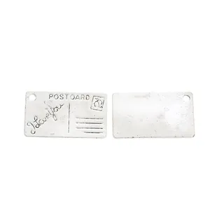 Ciondolo cartolina vintage in argento con incisione I Love You per gioielli fai-da-te