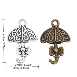 Ciondoli a Forma di Ombrello con Fiocco in Lega di Zinco Vintage per Fai da Te Collana Bracciale Gioielli Metallo Retrò Accessori