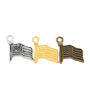 DIY American flag alloy charms set in silver, gold and bronze finishes for jewelry making