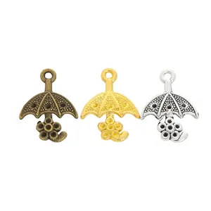 DIY retro alloy umbrella pendants in bronze, gold and silver for jewelry making