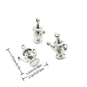 Vintage Antique Silver Zinc Alloy Teapot Charms For DIY Jewelry Making Retro Style Aladdin Lamp Pendants For Necklace Bracelet
