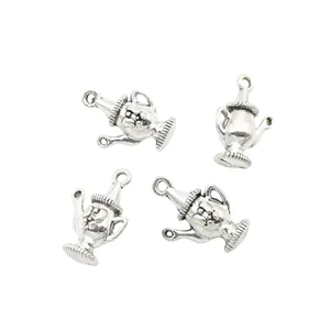 Set of 4 vintage silver alloy teapot charms for DIY jewelry making and crafts