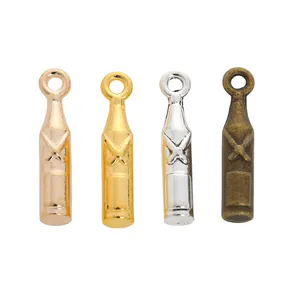 DIY vintage alloy wine bottle pendants in four metallic colors for jewelry making