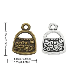 Dijes de Bolso de Aleación de Zinc Vintage Colgantes con Relieve Floral para Joyería DIY Accesorios de Bolso Bronce Antiguo