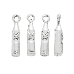 Vintage silver alloy wine bottle charms for DIY jewelry making and craft pendants