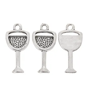 Vintage zilveren zinklegering wijnglas bedeltjes voor DIY sieraden maken en knutselen