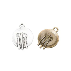 Vintage-Besteckanhänger aus Legierung in Altsilber und Bronze für DIY-Schmuck