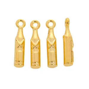 Set of four golden alloy wine bottle charms for DIY jewelry making and vintage crafts
