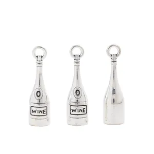 Retro-Wein-Anhänger aus Legierung für DIY-Schmuck mit WINE-Gravur in Altsilber