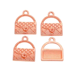 Rose gold vintage handbag charms with quilted pattern for DIY jewelry making