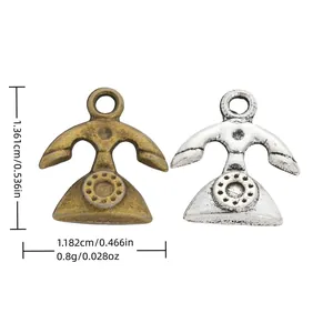 Ciondoli telefono vintage in lega bronzo e argento per la creazione di gioielli DIY