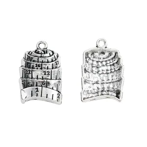 Pendentifs ruban à mesurer en alliage argenté vintage pour création de bijoux DIY