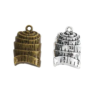Pendentifs règle vintage en alliage bronze et argent pour accessoires bijoux DIY