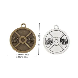 Vintage Legering Halterschijven Hangers Voor DIY Sieraden Maken Fitness Thema Gewicht Plaat Charms Voor Sport Liefhebbers