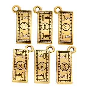 Vintage gold alloy 100 dollar bill charms for DIY jewelry and pendant accessories