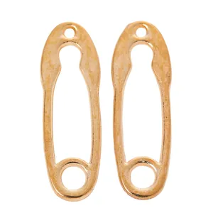Two light gold oval metal alloy pendants for DIY jewelry making and crafts