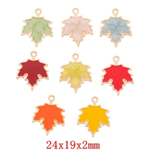 Alloy Maple Leaf Charms Enamel Drip Oil Leaf Pendants For DIY Earring Necklace Keychain Jewelry Making Accessories Jewelry Making Parts