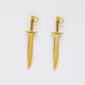 Vintage bronze zinc alloy dagger sword pendants for DIY jewelry making accessories