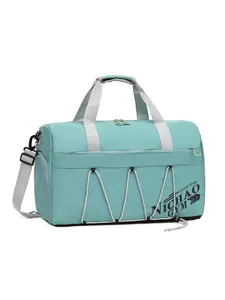 Bolsa de deporte verde menta de gran capacidad con correas grises ajustables