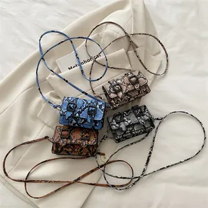 Sac Bandoulière Mini Imprimé Peau de Serpent Vintage pour Femmes en Cuir PU Carré Petit Sac à Main de Mode Fête Quotidienne Messenger Bag