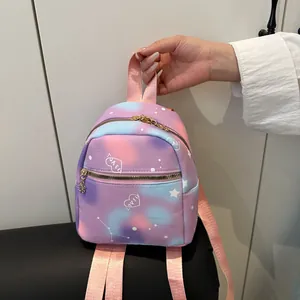 Fashion Gradient Starry Sky Heart Print Women Mini Backpack Casual College Style School Bag Canvas Commute Shopping Travel Bag