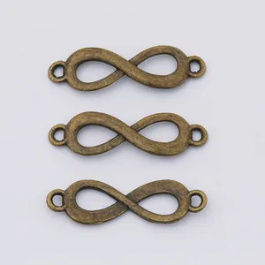 Three pieces of infinity symbol alloy connectors in antique bronze finish for DIY jewelry