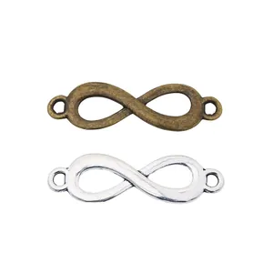 Infinity alloy jewelry connectors in bronze and silver finish for DIY bracelet making
