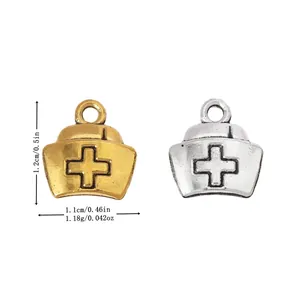 Vintage Legierung Krankenschwesternhut Medizinische Kreuz Charms Für DIY Schmuckherstellung Antik Gold Silber Pendants